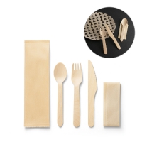 Juego de cubiertos de madera suya apropiado para comida - Ref. P94077