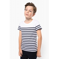 Camiseta marinera cuello redondo algodn orgnico nios - Ref. XK3035