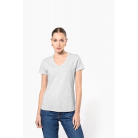 Camiseta de manga cota y cuello de pico mujer - Ref. XK381