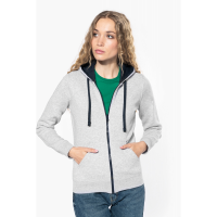 Sudadera capucha y cremallera contrastada mujer - Ref. XK467