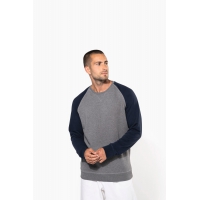 Sudadera bicolor algodn orgnico french terry cuello redondo mangas raglan hombre - Ref. XK491