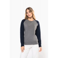 Sudadera bi-color algodn orgnico french terry cuello redondo mangas raglan para mujer - Ref. XK492