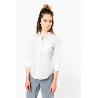 Camisa popelina de polialgodn manga 3/4 de fcil cuidado mujer - Ref. XK558