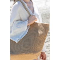 Bolsa shopper de hilo de yute tejido, efecto tejido tricotado - Ref. XKI0257