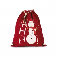 Bolsa algodn cierre cordn, diseo mueco de nieve - Ref. XKI0745