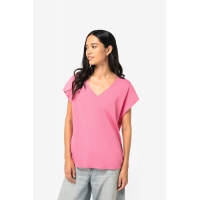 Camiseta ecorresponsable holgada con cuello de pico mujer - Ref. XNS312