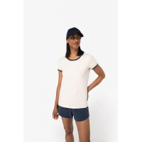 Camiseta ringer ecorresponsable con ribetes contrastados efecto lavado mujer - Ref. XNS361