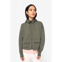 Sudadera ecorresponsable con cremallera y capucha french terry mujer - Ref. XNS409