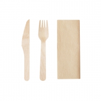 Set cubiertos de madera 3 piezas kumix - Ref. M21573