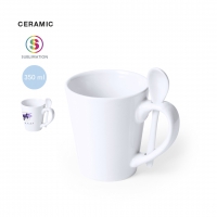 TAZA CERMICA SUBLIMACIN CON CUCHARA KAFFIR 350 ml - Ref. M5184