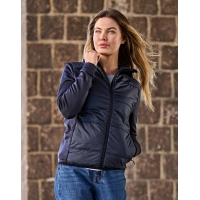 Chaqueta con capucha dos materiales mujer - Ref. F45654