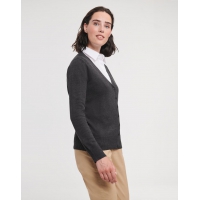 Chaqueta de punto cuello v mujer - Ref. F77400