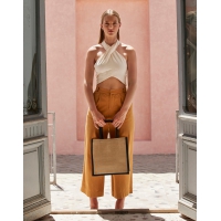 Bolsa tote midi de yute almidonado natural - Ref. F93828