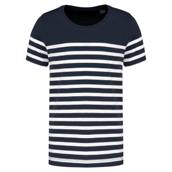 Camiseta marinera cuello redondo algodón orgánico niños - Ref. XK3035 Camiseta marinera cuello redondo algodón orgánico niños - Ref. XK3035