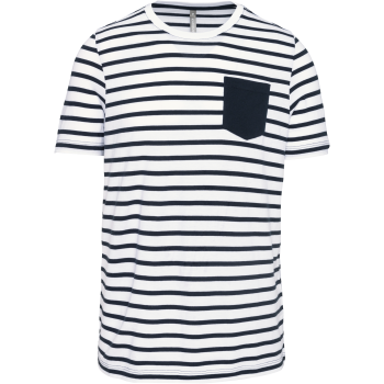 Camiseta marinera a rayas con bolsillo manga corta - Ref. XK378 Camiseta marinera a rayas con bolsillo manga corta - Ref. XK378