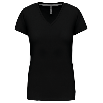 Camiseta de manga cota y cuello de pico mujer - Ref. XK381 Camiseta de manga cota y cuello de pico mujer - Ref. XK381