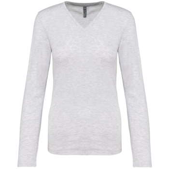 Camiseta de manga larga y cuello de pico mujer - Ref. XK382