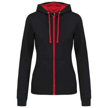 Sudadera capucha y cremallera contrastada mujer - Ref. XK467 Sudadera capucha y cremallera contrastada mujer - Ref. XK467