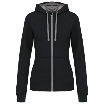 Sudadera capucha y cremallera contrastada mujer - Ref. XK467 Sudadera capucha y cremallera contrastada mujer - Ref. XK467