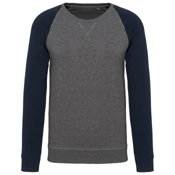 Sudadera bicolor algodón orgánico french terry cuello redondo mangas raglan hombre - Ref. XK491 Sudadera bicolor algodón orgánico french terry cuello redondo mangas raglan hombre - Ref. XK491
