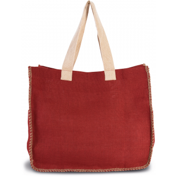 Bolsa de yute con costuras contrastadas - Ref. XKI0248 Bolsa de yute con costuras contrastadas - Ref. XKI0248
