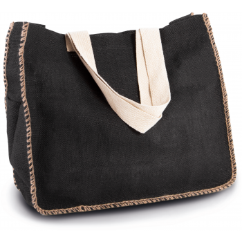 Bolsa de yute con costuras contrastadas - Ref. XKI0248 Bolsa de yute con costuras contrastadas - Ref. XKI0248