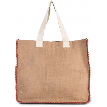 Bolsa de yute con costuras contrastadas - Ref. XKI0248 Bolsa de yute con costuras contrastadas - Ref. XKI0248