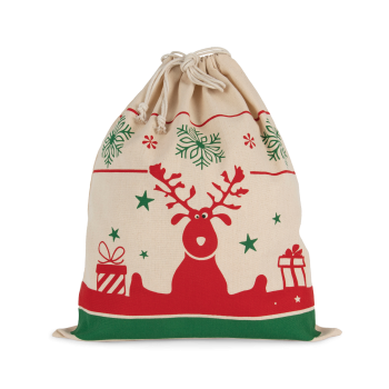 Bolsa con cordn y motivos navideos - Ref. XKI0735