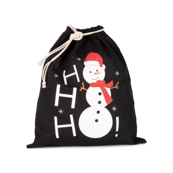 Bolsa algodón cierre cordón, diseño muñeco de nieve - Ref. XKI0745 Bolsa algodón cierre cordón, diseño muñeco de nieve - Ref. XKI0745