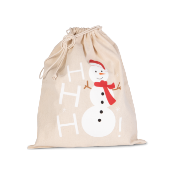 Bolsa algodn cierre cordn, diseo mueco de nieve - Ref. XKI0745