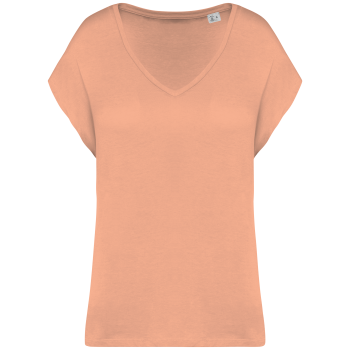 Camiseta ecorresponsable holgada con cuello de pico mujer - Ref. XNS312 Camiseta ecorresponsable holgada con cuello de pico mujer - Ref. XNS312