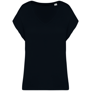Camiseta ecorresponsable holgada con cuello de pico mujer - Ref. XNS312