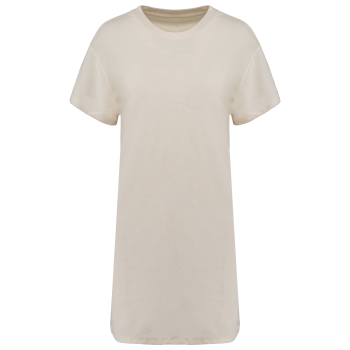 Vestido tipo camiseta ecorresponsable de rizo y hombros ca�dos mujer - Ref. XNS5028