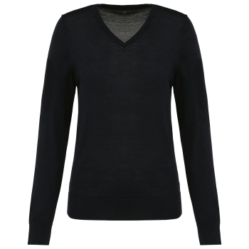 Jersey lana merina cuello de pico mujer - Ref. XPK911 Jersey lana merina cuello de pico mujer - Ref. XPK911
