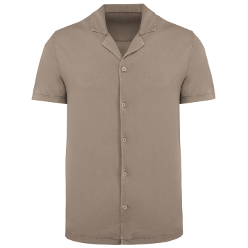 Camisa ecorresponsable efecto lavado de punto jersey manga corta con cuello bowling hombre - Ref. XSP522 Camisa ecorresponsable efecto lavado de punto jersey manga corta con cuello bowling hombre - Ref. XSP522