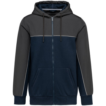 Chaqueta felpa bicolor con capucha y cremallera ecorresponsable unisex - Ref. XWK410 Chaqueta felpa bicolor con capucha y cremallera ecorresponsable unisex - Ref. XWK410