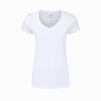 Camiseta mujer blanca iconic v-neck fruit of the loom - Ref. M1319