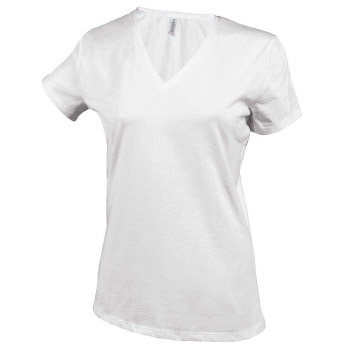 Camiseta Mujer manga corta Cuello Pico White - Ref. CK381W